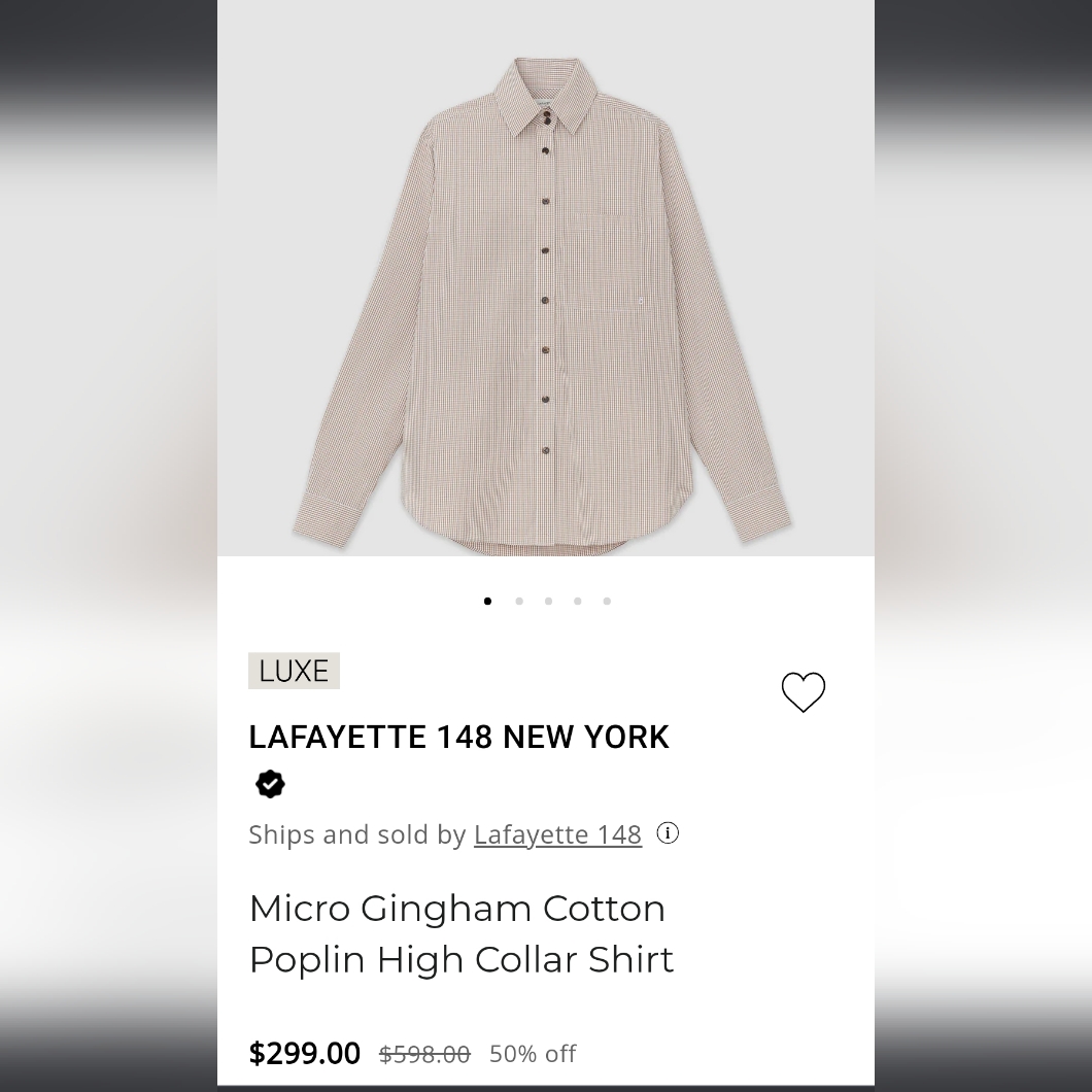 Women's Lafayette 148 Brown/Tan Striped Button Down Shirt, Size M